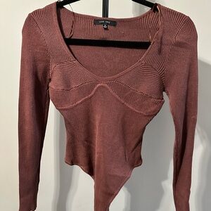 Love Tree Mauve Ribbed Bodysuit